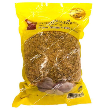 1kg bag of Khun Shine Fried Garlic, crispy golden Thai garlic topping