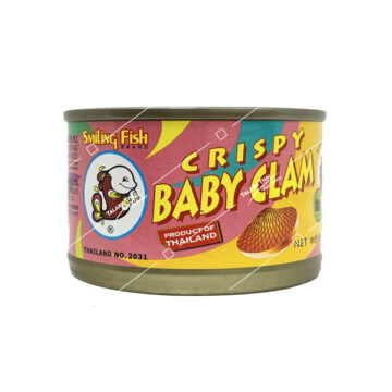 Can of Smiling Fish Crispy Baby Clams Original 30g, Thai crispy fried seafood snack