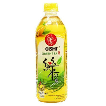 Bottle of Oishi Green Tea with Honey Lemon 380ml.