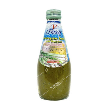 Bottle of V Fresh Lemongrass Drink with Basil Seed (290ml), Thai Herbal Spa Drink