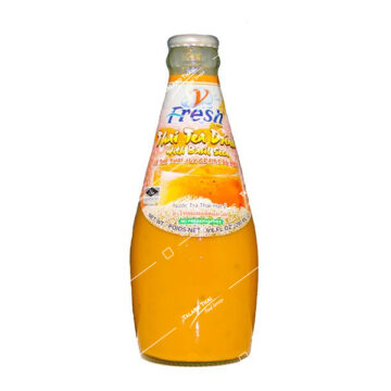 Bottle of V Fresh Thai Tea with Basil Seed (290ml), Thai Milk Tea with chewy seeds