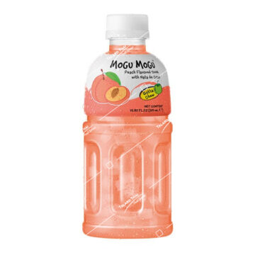 Bottle of Mogu Mogu Peach Flavored Drink with Nata De Coco 320ml.