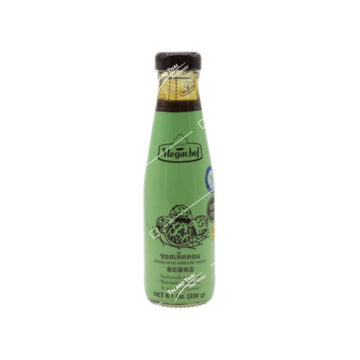 Glass bottle of Megachef Premium Mushroom Sauce 230ml, authentic Thai vegetarian umami seasoning