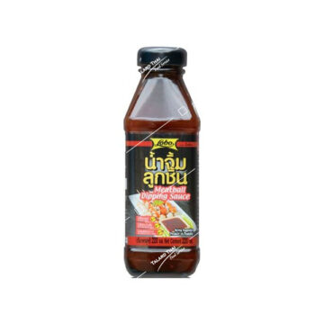 220ml glass bottle of Lobo Meatball Dipping Sauce, authentic Thai sweet and spicy meatball sauce