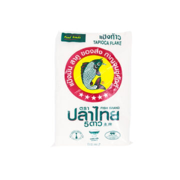 Bag of Five Stars Fish Brand Rough Tapioca Flake Flour 500g, premium Thai starch for desserts