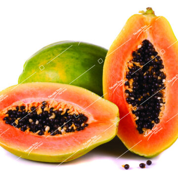 Ripe Maragor Suk Papaya with vibrant orange flesh, perfect for making tropical dishes and desserts.