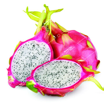 Fresh dragon fruit, offering a bright and refreshing addition to your dishes with its unique look and mildly sweet flavor.