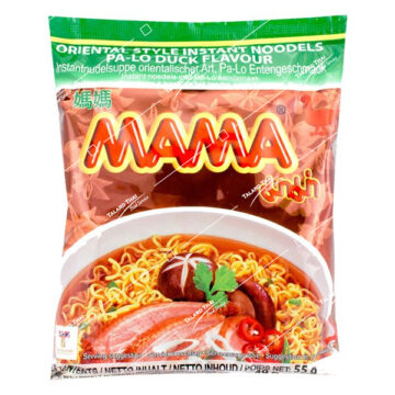 Mama Instant Noodle Pa-Lo Duck 30x55g – Savory duck-flavored noodles with aromatic spices.