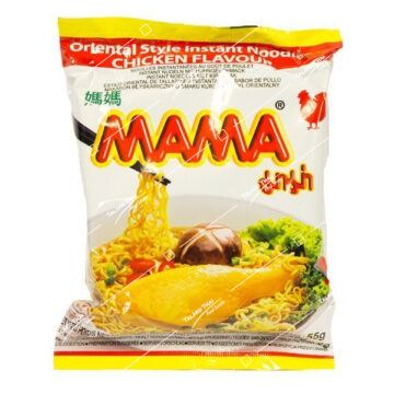 Mama Instant Noodle Chicken 30x55g – Tasty and convenient chicken-flavored noodles.