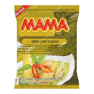Mama Noodle Green Curry – A delicious instant noodle with aromatic green curry broth, offering a quick and satisfying spicy meal.