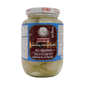 Jar of TwinTusk Pickled Garlic 454g, authentic Thai seasoning pickled garlic cloves