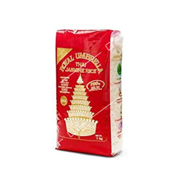 Royal Umbrella Thai Jasmine Rice 1kg – Premium aromatic rice for Thai dishes.