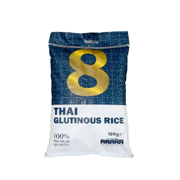 Bulk 10kg bag of Number 8 Thai Glutinous Rice, premium Thai sticky rice