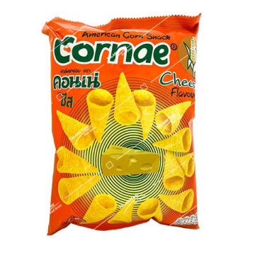 Cornae American Corn Snack Cheese Flavour - Crispy corn snack with a rich cheese flavor, ideal for snacking or pairing with Thai dishes.