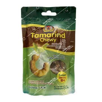 80g bag of Seahorse Tamarind Candy Balls Sweet, seedless chewy Thai fruit candy by Double Seahorse brand