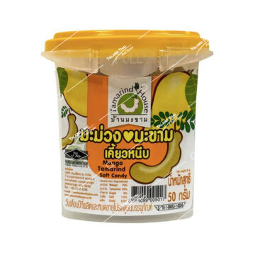 50g cup of Tamarind House Tamarind Soft Candy Mango Flavour, chewy Thai fruit snack with mango and tamarind