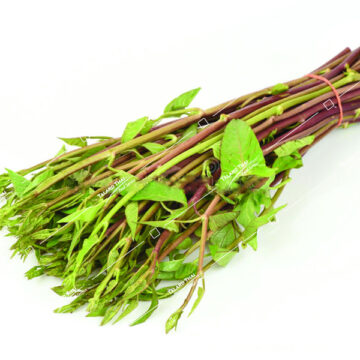 Fresh red morning glory (Pak Boong Dang) – perfect for Thai stir-fries and soups.