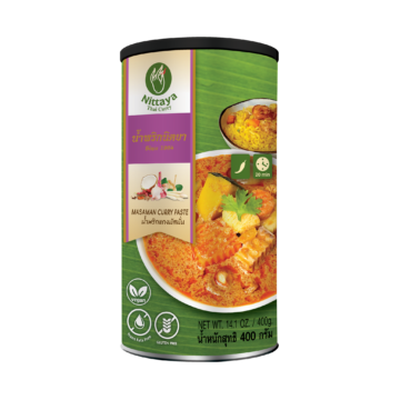 Can of Nittaya Massamun Curry Paste (Vegan) 400g, Gluten-Free and Trans Fat Free