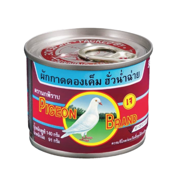 Can of Pigeon Pickled Mustard Green Half in Soy Sauce (140g), traditional Thai side dish