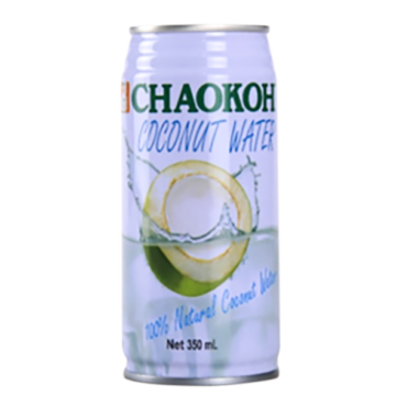Can of Chaokoh 100% Natural Coconut Water (350ml), refreshing Thai beverage