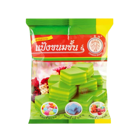 Bag of Erawan Brand Steamed Layer Cake Flour (Kanom Chan) 1kg, Thai dessert mix