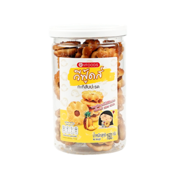 Small snack tub of VFoods Pineapple Jam Biscuits 160g