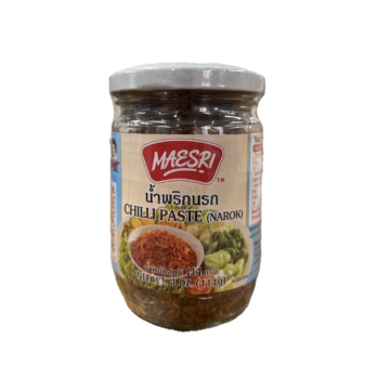Glass jar of Maesri Chilli Paste (Narok) 114g, Authentic Thai Spicy Dry Chilli Paste