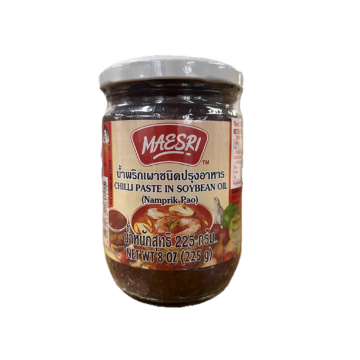 Jar of Maesri Chilli Paste in Soybean Oil (225g), Authentic Thai Namprik Pao base