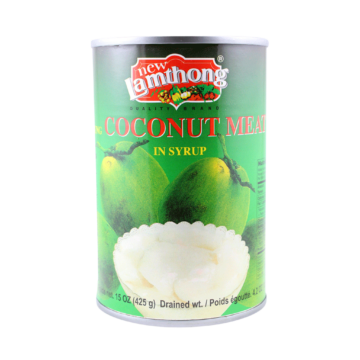Can of Lamthong Young Coconut Meat in Syrup (425g), Sweet Thai Dessert Ingredient