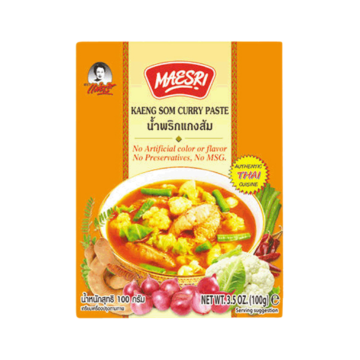 Alt Text: Mae Sri Kaeng Som Curry Paste – A Thai sour curry paste with bold flavors, ideal for cooking authentic Kaeng Som dishes.
