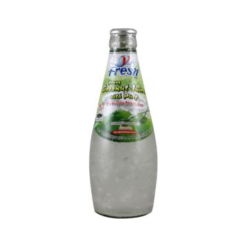 Bottle of V Fresh Young Coconut Juice with Pulp (290ml), Authentic Thai Drink