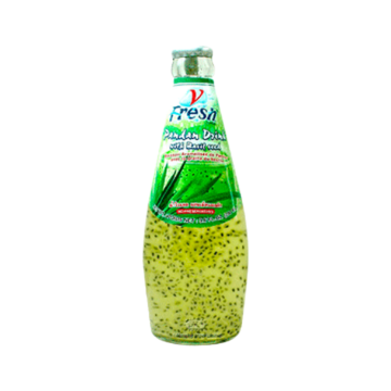 Bottle of V Fresh Pandan Drink with Basil Seed (290ml), Thai Herbal Drink