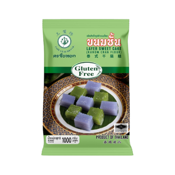 Jade Leaf Kanom Chan Flour – A pack of gluten-free flour for making Kanom Chan, a popular Thai dessert, suitable for gluten-sensitive individuals.