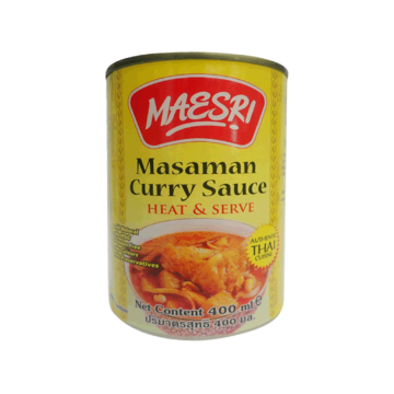 Can of Maesri Massaman Curry Sauce (400ml), Ready-to-cook Thai Massaman Curry with Coconut Milk