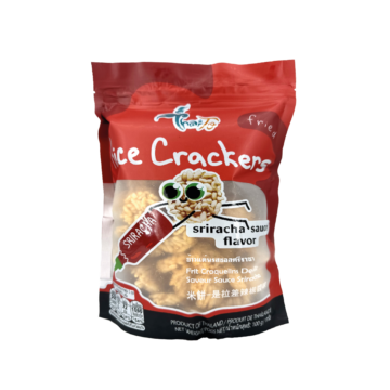 Thai To Rice Crackers Sriracha Flavour – Crunchy rice crackers with a fiery Sriracha kick, ideal for spice enthusiasts.
