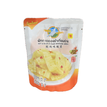 Pouch of Pigeon Hot & Sour Pickled Mustard Greens 145g, ready-to-eat Thai spicy Kiam Chai for porridge