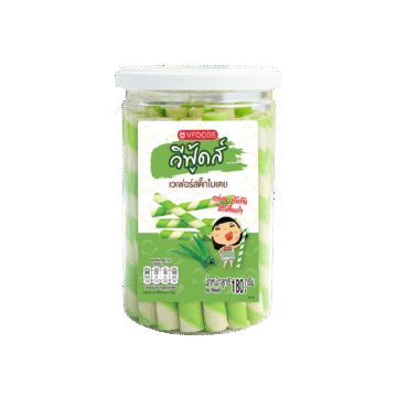 Snack tub of VFoods Wafer Rolled Sticks with Pandan Cream