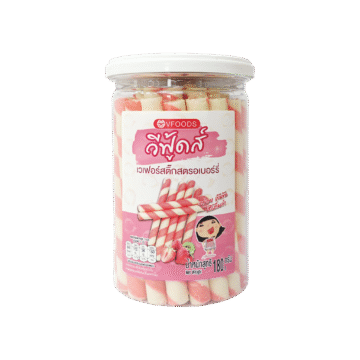 Snack tub of VFoods Wafer Rolled Sticks with Strawberry Cream