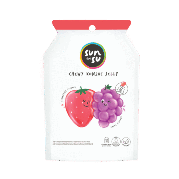 Pack of Sunsu Chewy Konjac Jelly, Grape & Strawberry Flavour, 0 Calories