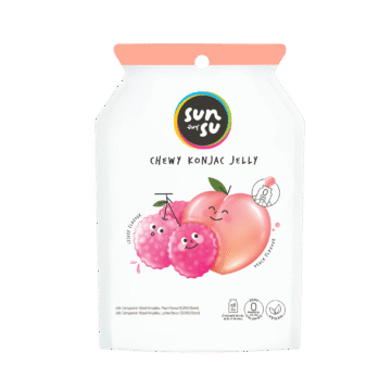Pack of Sunsu Chewy Konjac Jelly, Peach & Lychee Flavour, 0 Calories