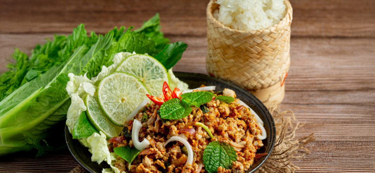 Spicy Thai Minced Pork Salad (Laab Moo)-thai-food