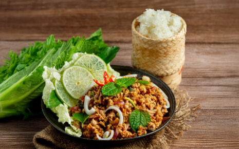 Spicy Thai Minced Pork Salad (Laab Moo)-thai-food