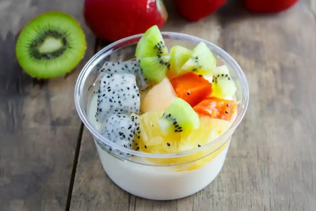 Almond Jelly With Fruit Salad